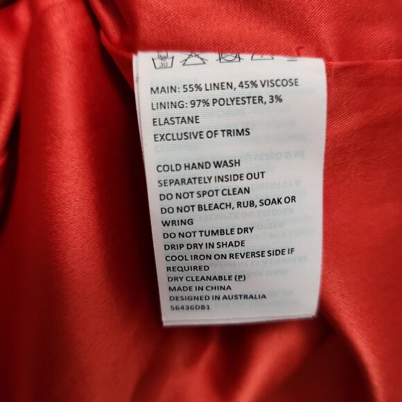 Bardot Talullah Linen Blend Minidress Puff Sleeves Button Accents Plunge Neck - Picture 7 of 7